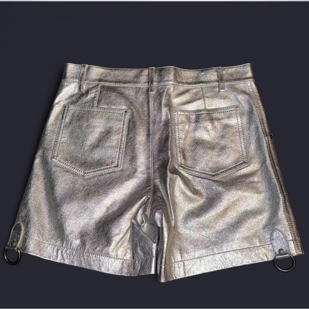 Coach metallic silver leather shorts - Picture 2 of 9